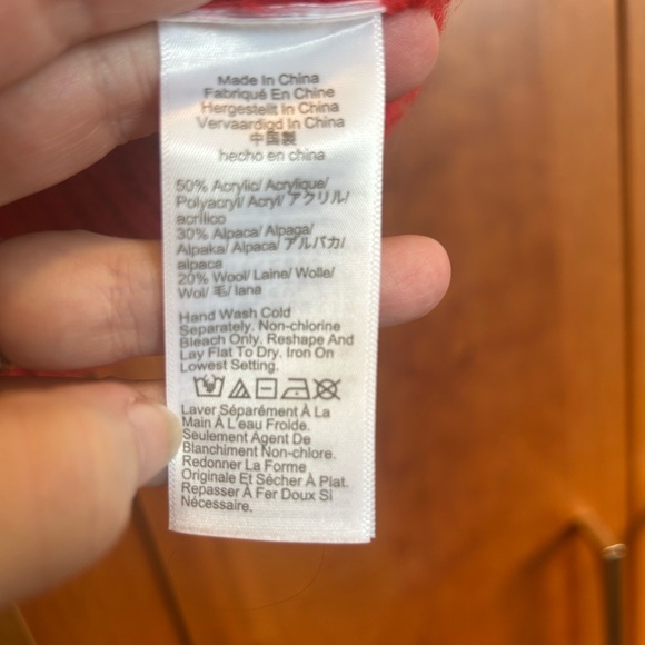 J Crew Red Wool Alpaca Sweater Vest Women’s Size L Holiday - Picture 3 of 7